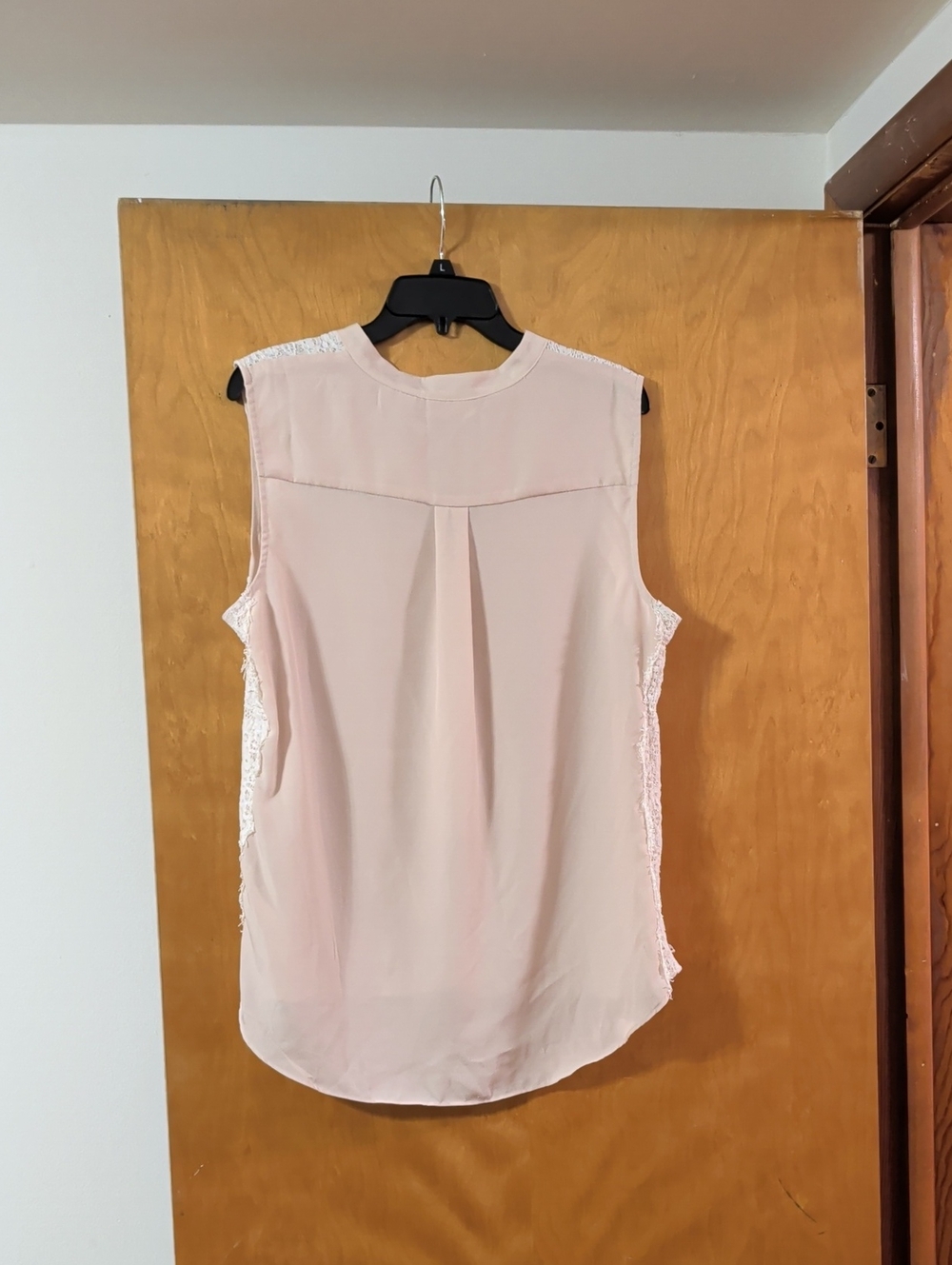 New York & Company Blush Lace-Trim Sleeveless Button Front Top - Picture 8 of 8